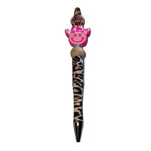 Happy face emoji leopard print cowboy hat beaded pen handmade Galaxy glitter bli
